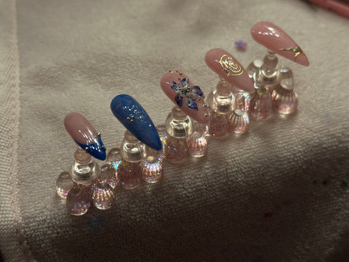 Almond blue nails 🐚🩵