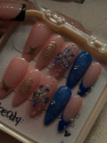 Almond blue nails 🐚🩵